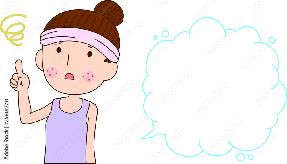 Illustration of a woman with rough skin with Bubble Callout Illustration of a woman with rough skin with Bubble Callout