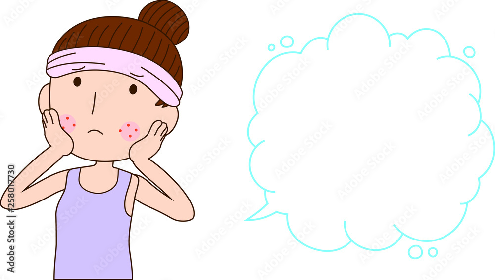 Illustration of a woman with rough skin with Bubble Callout Illustration of a woman with rough skin with Bubble Callout