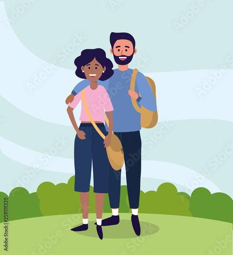 university woman and man couple with casual clothes