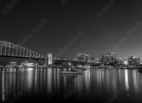 black and white view of half harbour bridge in Sydney Australia 