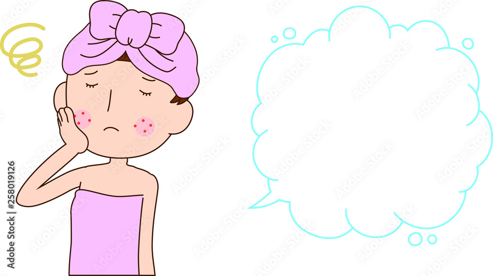 Illustration of a woman as after bathing with rough skin with Bubble Callout Illustration of a woman as after bathing with rough skin with Bubble Callout