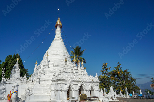 Beautiful landscape of ancient  temple in Wat Phra That Doi Kong Mu Temple, Maehongson, Thailand