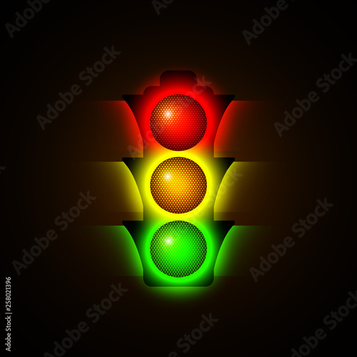 Traffic lights on black background