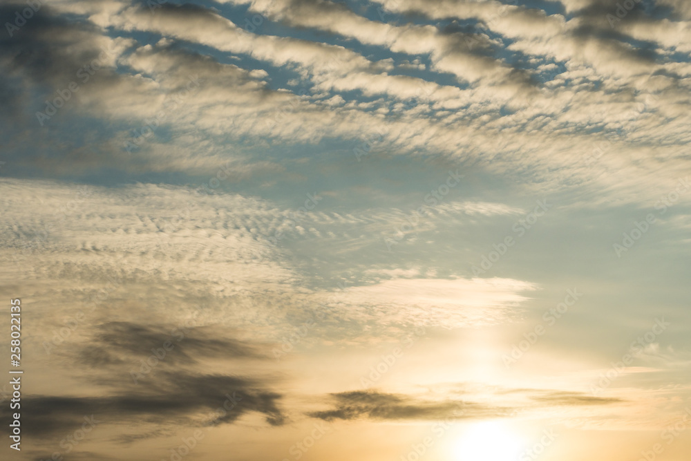 background texture of blue sky near sunset with heavy cloud in some pattern