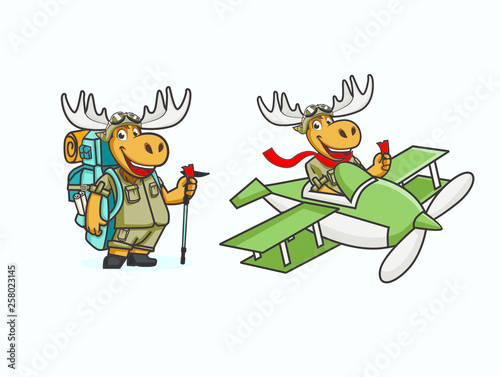Moose travel character mascot