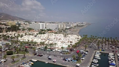 Sunny day at the beach/harbour in Torremolinos Spain photo
