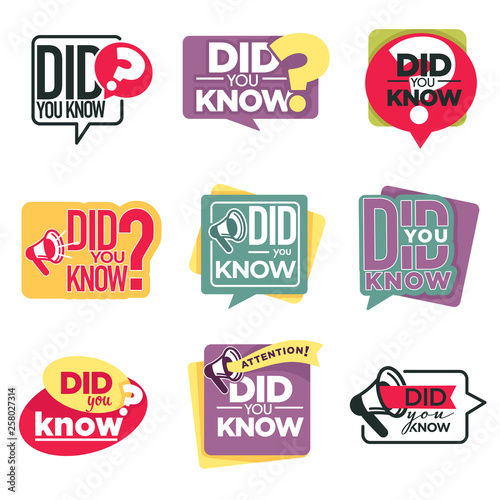 Did you know isolated icons attention information announcement megaphone