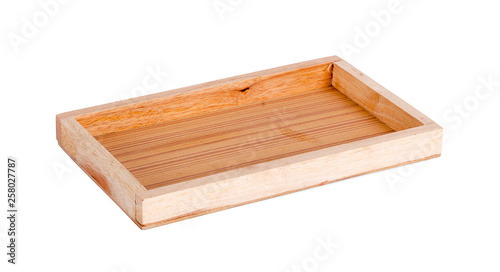 wooden tray isolated on white background © sucharat