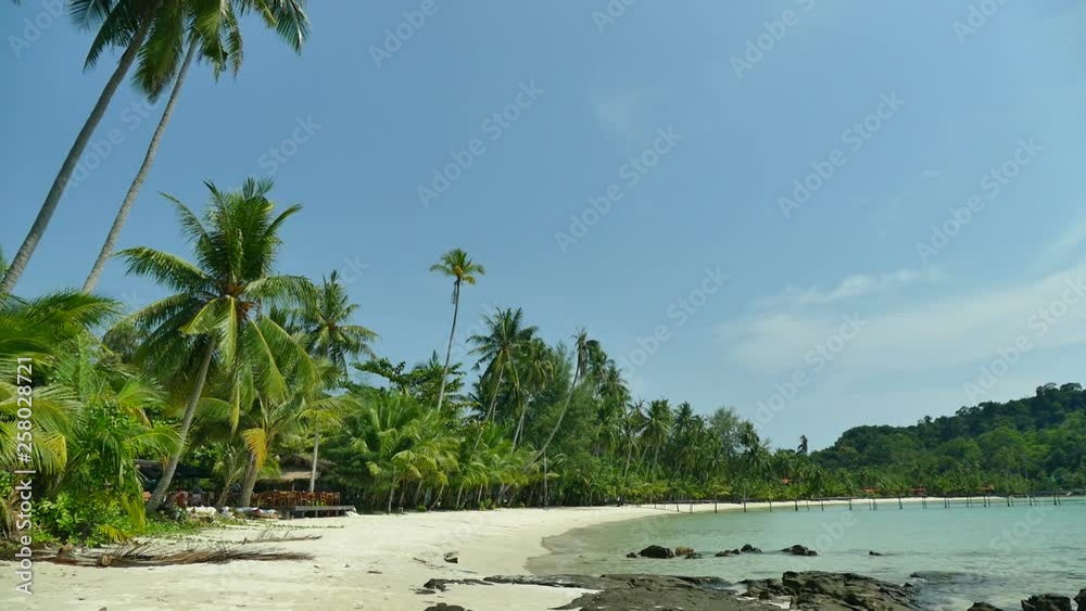 Nature with tropical sea and beach on white cloud and blue sky Nature with tropical sea and beach on white cloud and blue sky