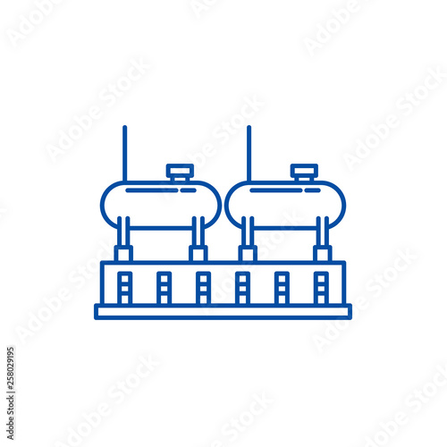 Chemical production line concept icon. Chemical production flat  vector website sign, outline symbol, illustration.