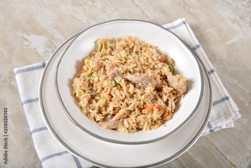 Overhead view of fried rice Overhead view of fried rice