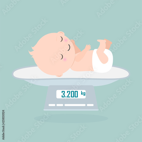 Weight scale for infant icon, Digital scales measure weight in kilogram