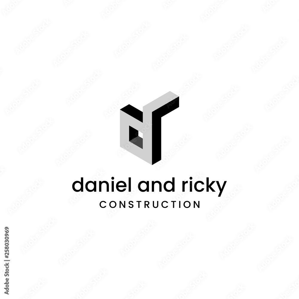 3D letter from d and r logo design concept 3D letter from d and r logo design concept