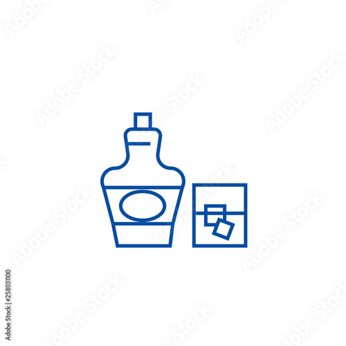Cognac, brandy line concept icon. Cognac, brandy flat  vector website sign, outline symbol, illustration.