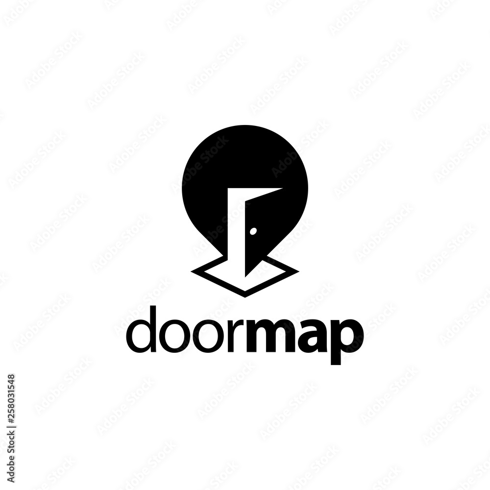 Combination logo from door and map pin logo design concept Combination logo from door and map pin logo design concept