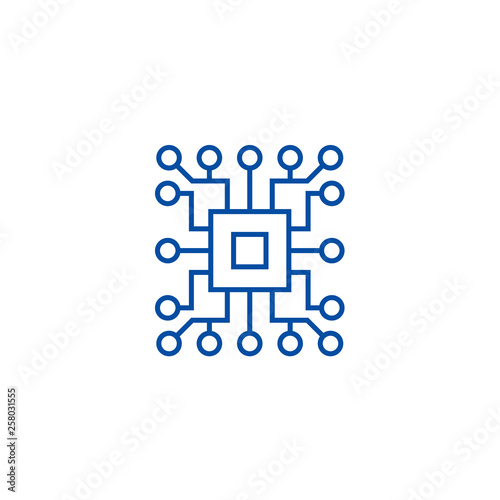 Computer science,circuit line concept icon. Computer science,circuit flat  vector website sign, outline symbol, illustration.