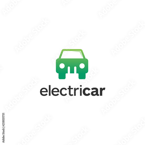 illustration logo combination from car with electric plug logo design concept