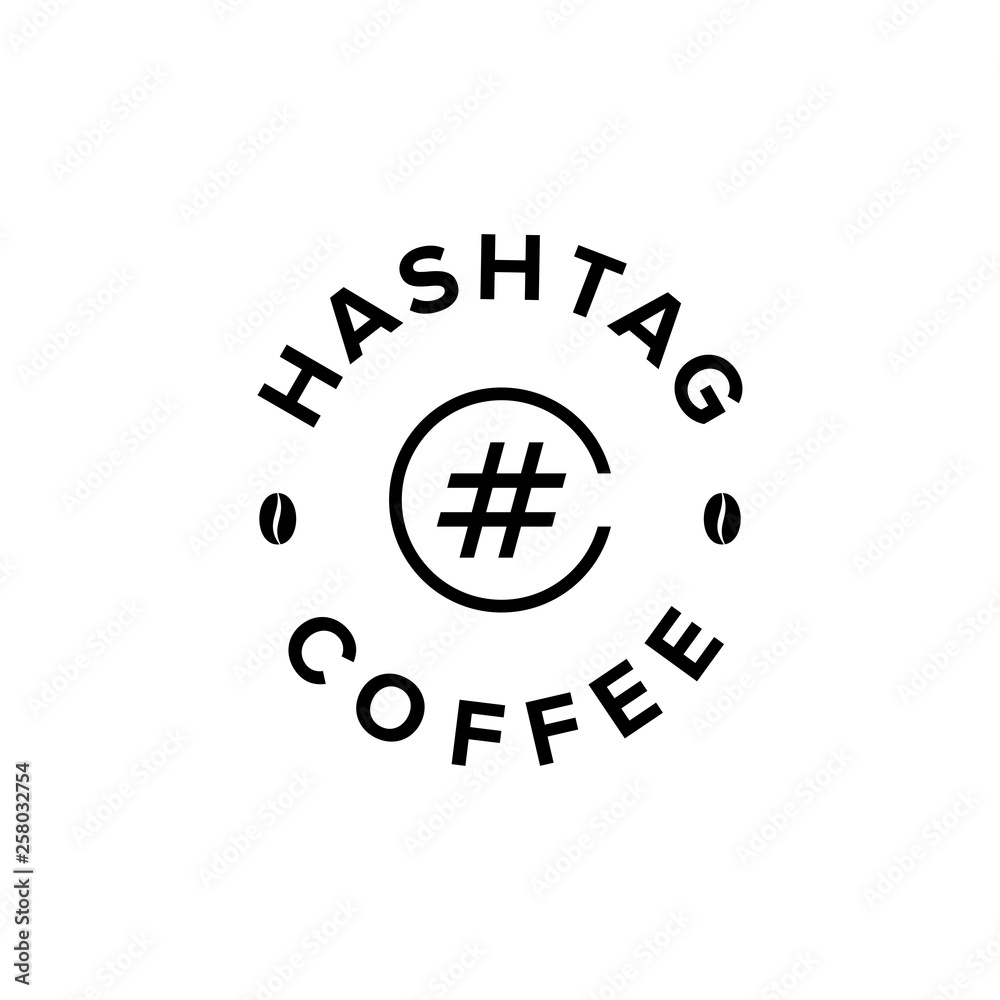 hashtag coffee logo design concept Stock Vector | Adobe Stock