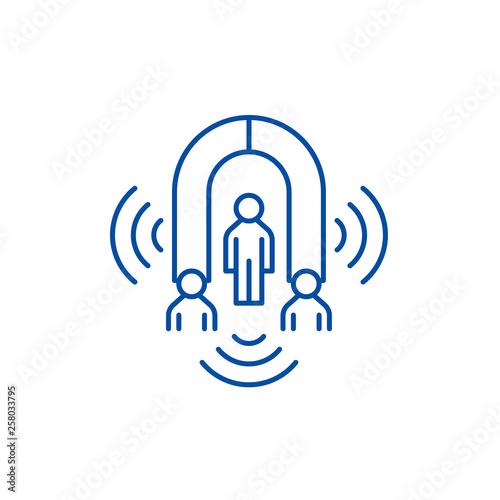 Customer marketing line concept icon. Customer marketing flat  vector website sign, outline symbol, illustration.