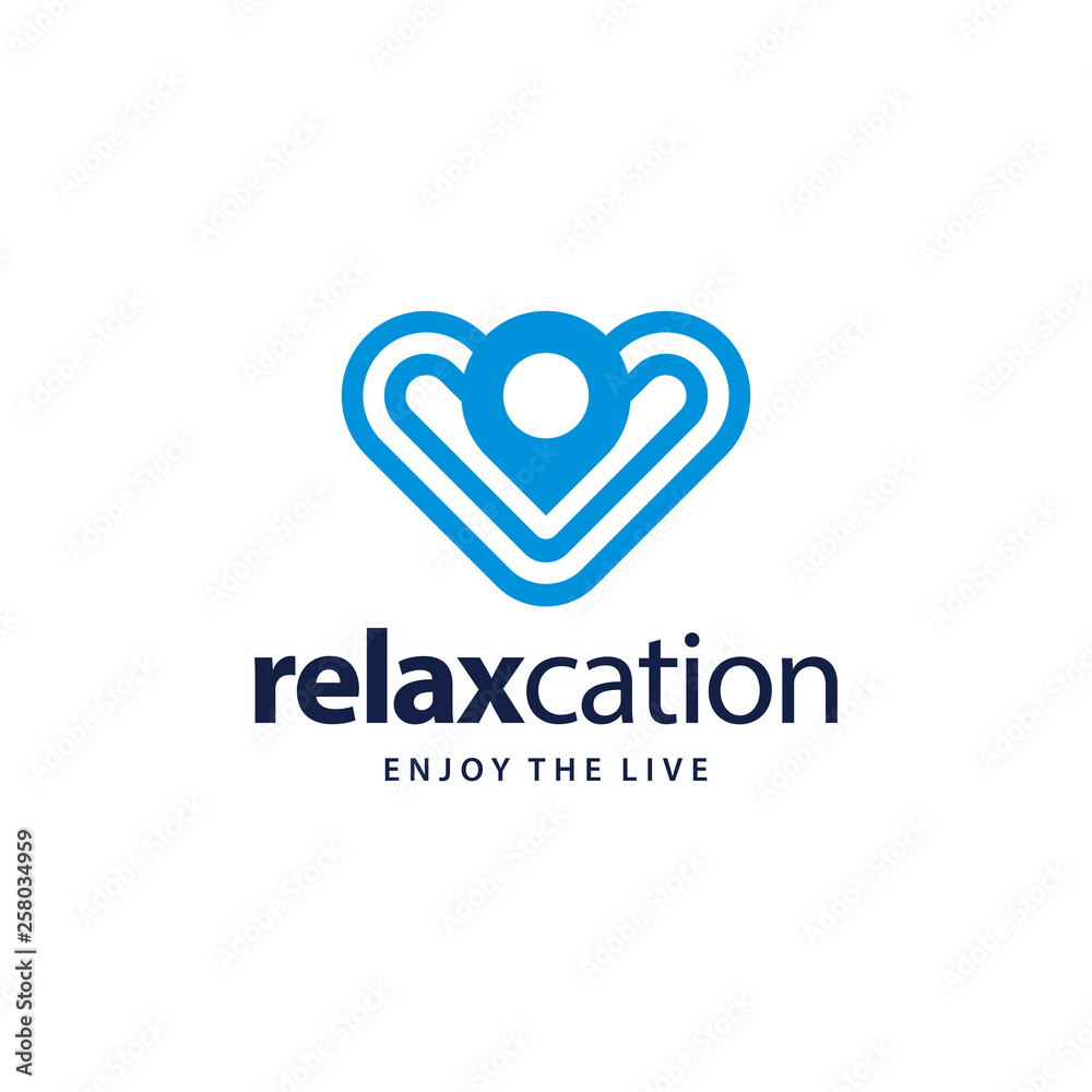 illustration logo from relax concept with map pin or location logo design inspiration