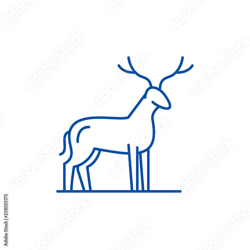 Deer line concept icon. Deer flat  vector website sign, outline symbol, illustration.