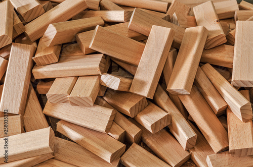Background from beech wooden blocks  carpentry blanks