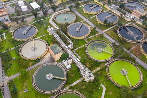 Aerial view of Sewage treatment plant in Hong Kong