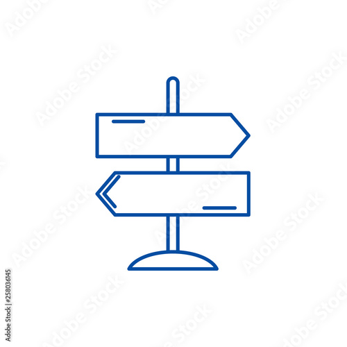 Direction of travel line concept icon. Direction of travel flat  vector website sign, outline symbol, illustration.