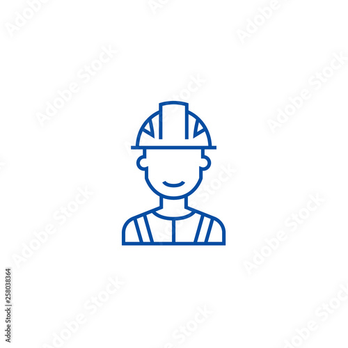 Engineer, industry line concept icon. Engineer, industry flat  vector website sign, outline symbol, illustration.