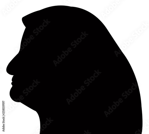 woman head with scarf, sikhouette vector