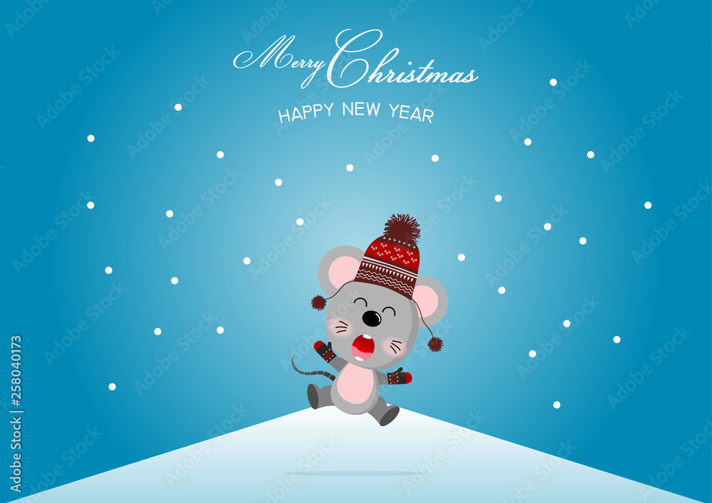 Merry Christmas and happy new year with cute Rat . Cute animal holiday cartoon character vector. Vector concept illustration for design. Merry Christmas and happy new year with cute Rat . Cute animal holiday cartoon character vector. Vector concept illustration for design.