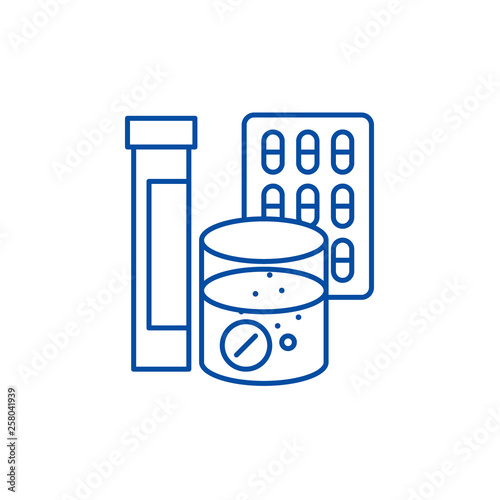 Pharmaceuticals line concept icon. Pharmaceuticals flat  vector website sign, outline symbol, illustration.