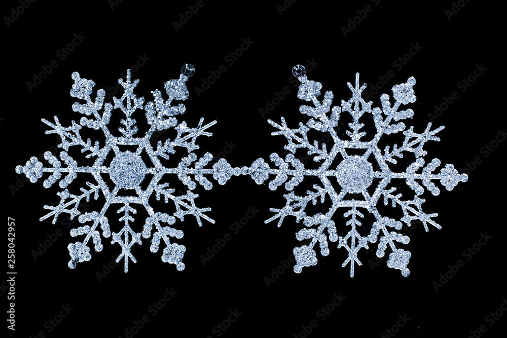 Christmas toys for tree snowflakes on a black background Christmas toys for tree snowflakes on a black background