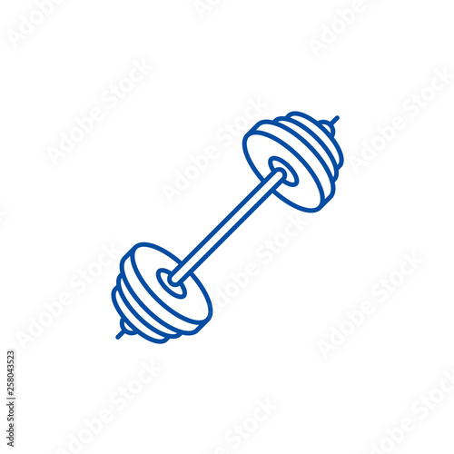 Powerlifting bar line concept icon. Powerlifting bar flat  vector website sign, outline symbol, illustration.