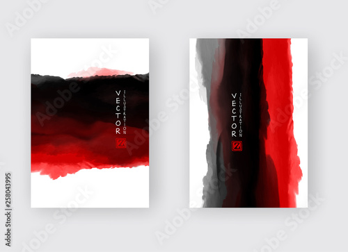 Banners with abstract black and red ink. eps10 vector illustration