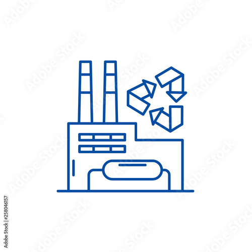 Recycling plant line concept icon. Recycling plant flat  vector website sign, outline symbol, illustration.