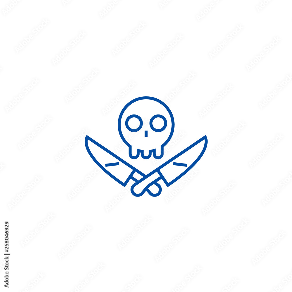 Revenge,scull with knifes line concept icon. Revenge,scull with knifes flat  vector website sign, outline symbol, illustration. Stock Vector | Adobe  Stock