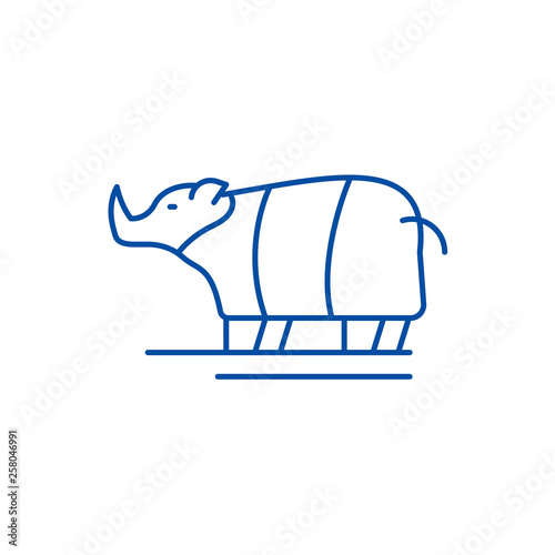 Rhinoceros line concept icon. Rhinoceros flat  vector website sign, outline symbol, illustration.