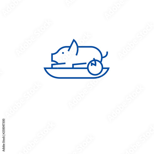 Roasted pig line concept icon. Roasted pig flat  vector website sign, outline symbol, illustration.