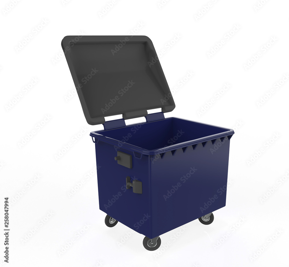close plastic garbage container on white background. 3d illustration close plastic garbage container on white background. 3d illustration