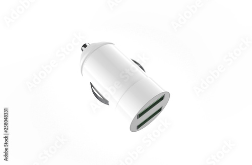 USB car charger isolated on white background. 3d illustration