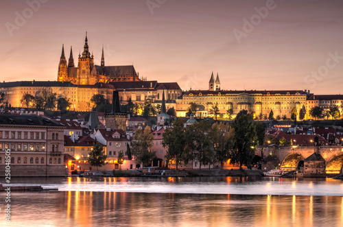 Prague old town, Cech Republic. Praha Castle with churches, chapels and tower