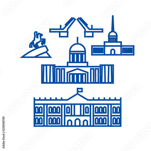 Sant petersburg, russia line concept icon. Sant petersburg, russia flat  vector website sign, outline symbol, illustration.
