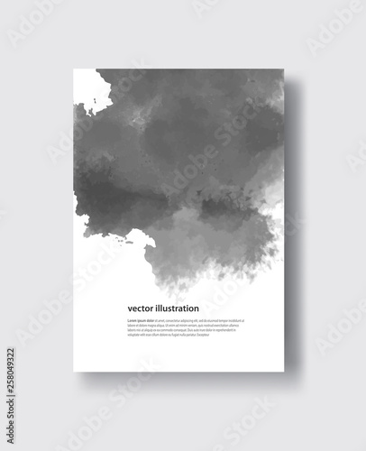 Vector gray color brush strokes. Watercolor monochrome Grunge isolated elements. © sdmix