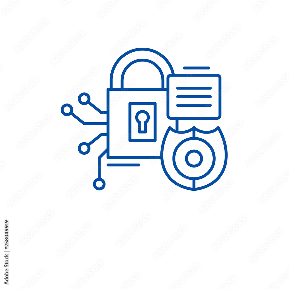 Security framework line concept icon. Security framework flat  vector website sign, outline symbol, illustration.