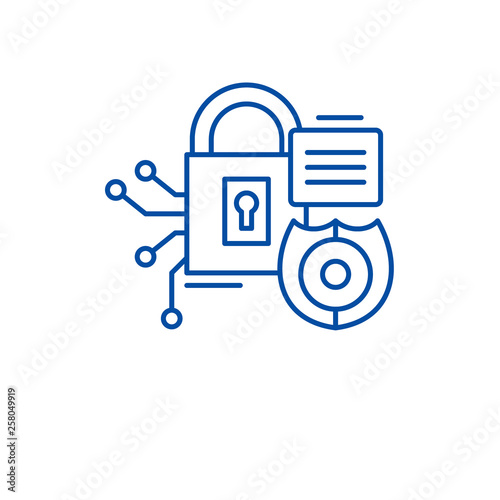 Security framework line concept icon. Security framework flat  vector website sign, outline symbol, illustration.