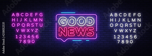 Good News neon sign vector. Good News Design template neon signboard, light banner, neon signboard, nightly bright advertising, light inscription. Vector illustration. Editing text neon sign