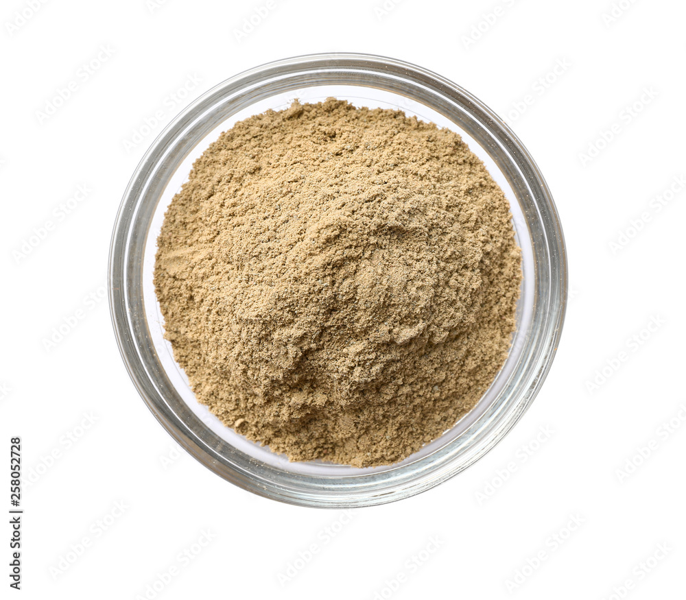 Cosmetic clay in bowl on white background