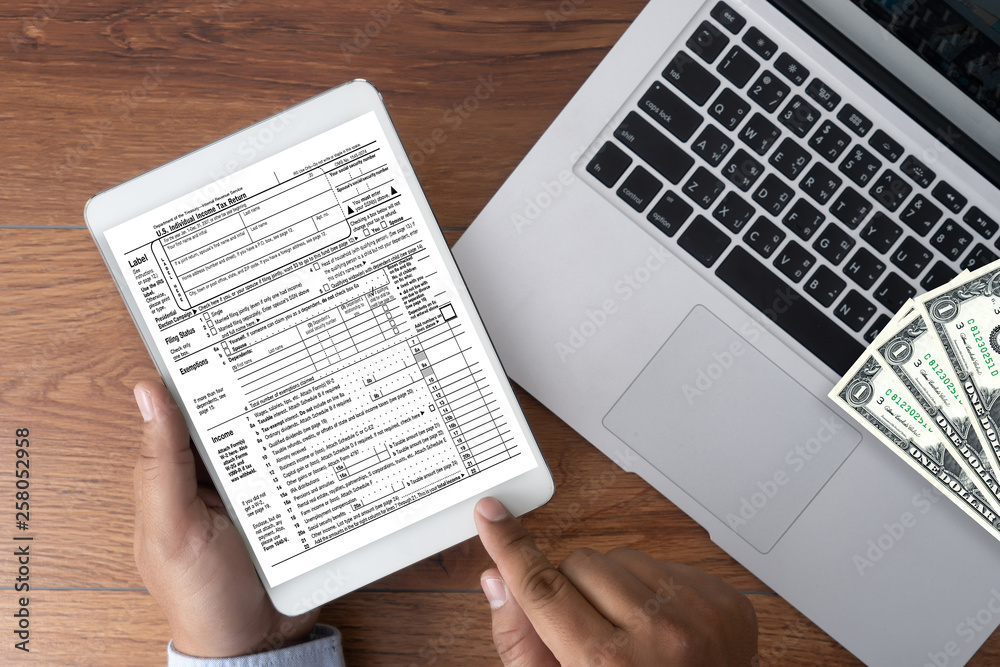 Obraz premium Income Tax Return and Refund Individual income tax return online Fixed income