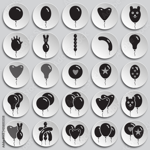 Ballon icons set on plates background for graphic and web design. Simple vector sign. Internet concept symbol for website button or mobile app.